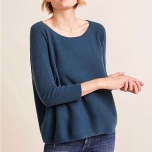 Garnet Hill Cashmere Cropped Sweater - Midnight Topaz